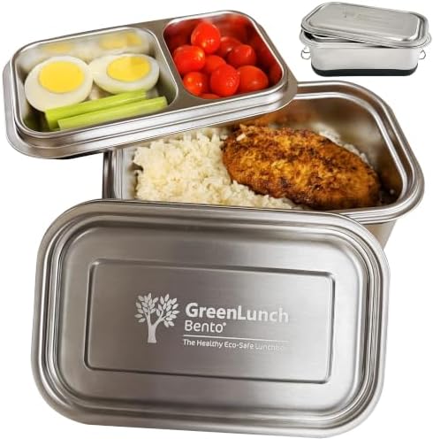 GreenLunch Stainless Steel Bento Box for Adults & Teens, 6 Cup, 2 Piece