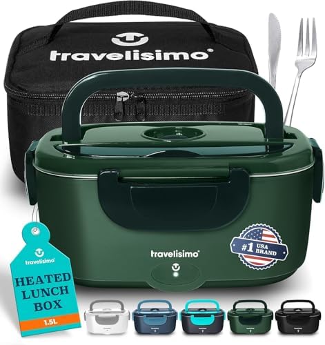 Electric Lunch Box for Adults 100W Heated Lunch Box For Men 1.5L Stainless Steel Portable Food Warmer, 12/24/110V for Travel & Work, Loncheras Electricas Para Calentar almuerzo