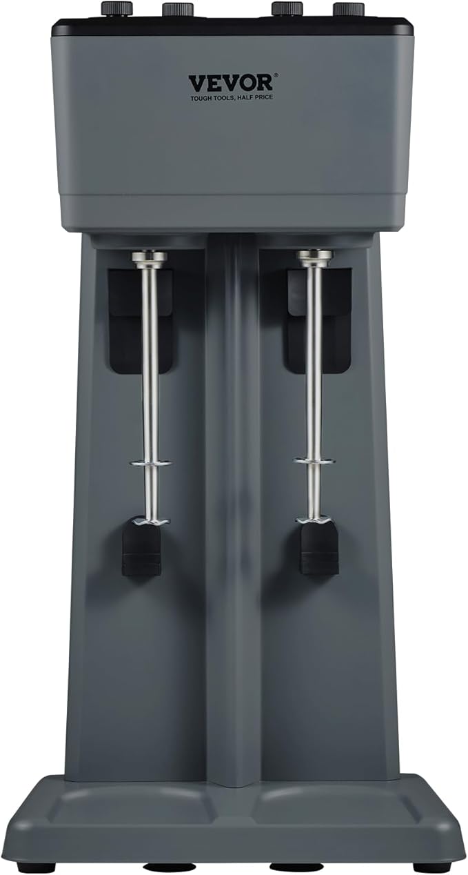 VEVOR Milkshake Maker, 375W x 2 Electric Milkshake Machine, Double Heads Drink Mixer Blender Machine, 3-Speed Milkshake Mixer with 2 x 820 ml Stainless Steel Cups, for Commercial and Home