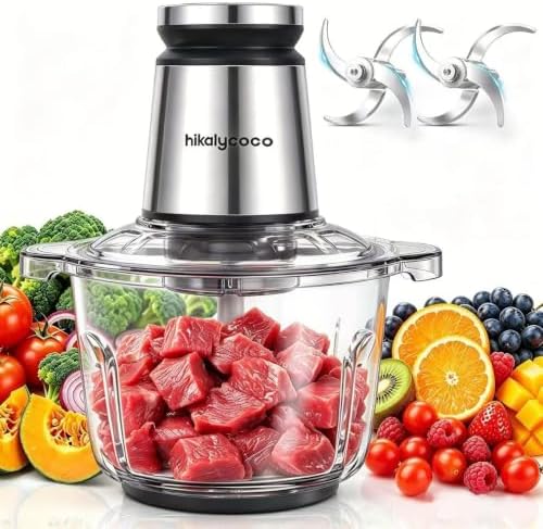 600W Food Chopper 8 Cup Glass Food Processor Meat Grinder