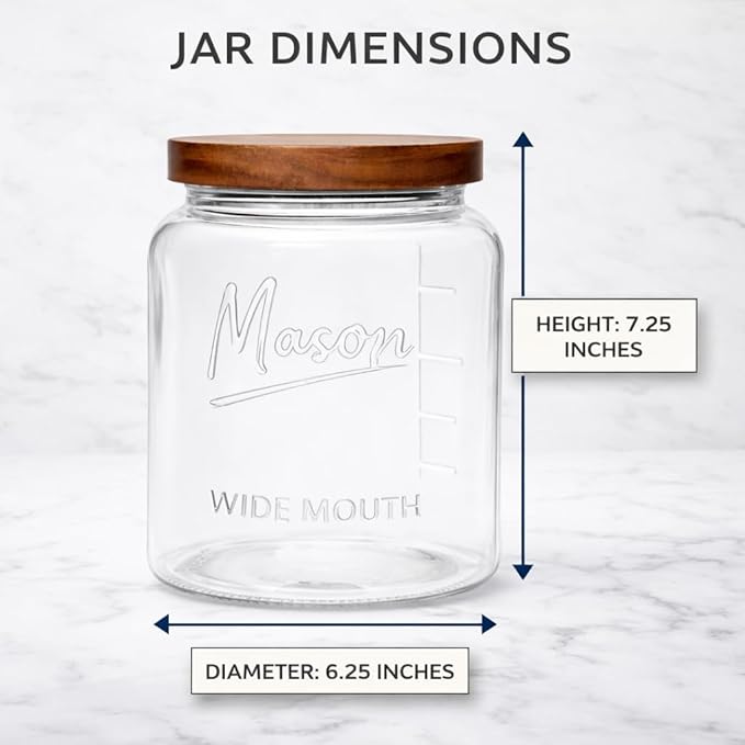 kitchentoolz Large Mason Jars with Lids – 64 oz Mason Jars Wide Mouth, 1/2 Gallon Glass Jar with Lid for Pantry Storage, Canning, Flour, Dry Goods – 2 Pack