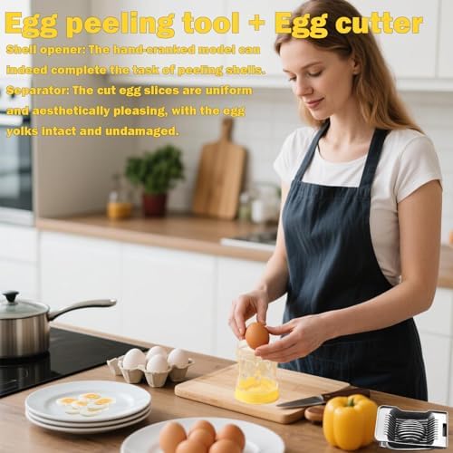 Set of 2 Hard Boiled Egg Peeler + Egg Slicer,Egg Slicer For Hard Boiled Eggs,Hard Boiled Egg Peeler,Boiled Eggs For Egg Strawberry Mushroom Soft Fruit Kitchen Too