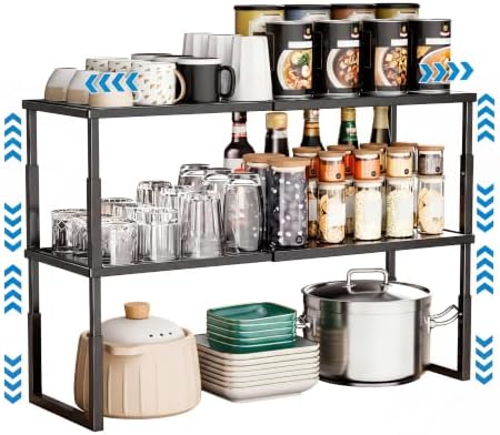 Cabinet Shelves, 2 Pack Stackable Shelves for Pantry Storage