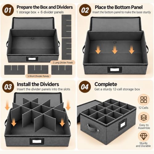 Mug Storage Box with Dividers, China Cup Storage Containers For Tea Cups
