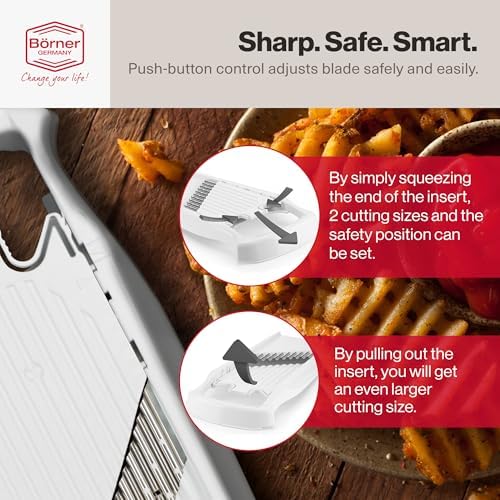 Swissmar Borner PowerLine Wave Waffle Cutter – Mandoline Slicer for Potato, Veggie, and Fruit – Create Attractive Waffle Cuts for Apples, Potatoes, and More – White - Image 4