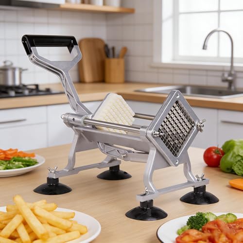 Hakka French Fry Cutter, Commercial Vegetable Chopper Potato Slicer Stainless Steel French Fries Machine with Suction Feet for Patatoes/Carrots/Cucumbers, including 3 Blades(1/4", 3/8",1/2") - Image 2