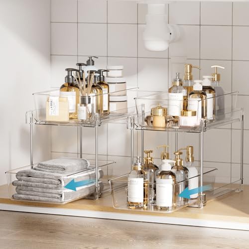 2 Pack Pull Out Bathroom Under Sink Organizer (S-Standard)