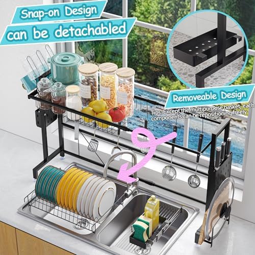 Over the Sink Dish Drying Drainer Rack - Height & Width Adjustable