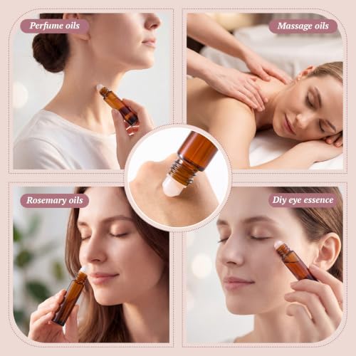 20 Pack Glass Roller Bottles for Essential Oils, 10ml, Pink, Rose Quartz - Image 5