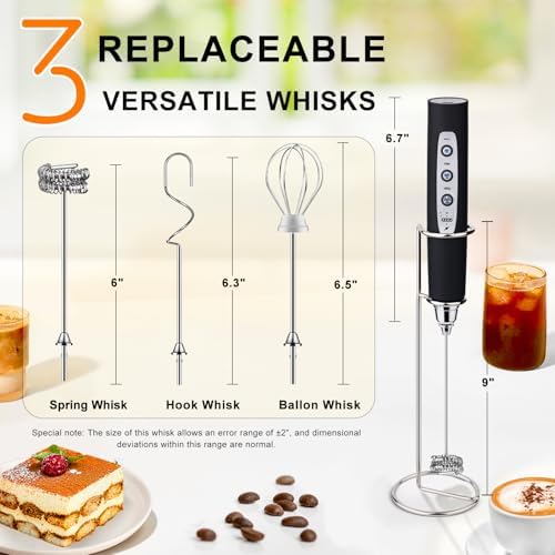 Handheld Milk Frother Wand for Coffee, Rechargeable Electric Whisk
