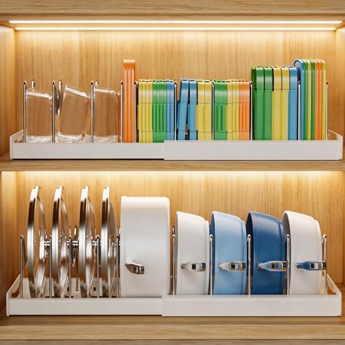 22" Expandable Pots and Pans Lid Organizer Under Cabinet (2 Pack)