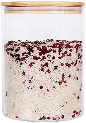 Large Glass Food Storage Container, 100 FL OZ (3000ml) Glass Food Canister with Airtight Bamboo Lids for Your Pantry, BPA-Free Cereal Dispenser Jars for Spaghetti Pasta, Powder, Tea, Coffee
