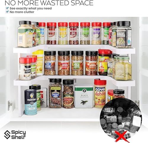 Deluxe - Expandable Spice Rack and Stackable Cabinet & Pantry Organizer (1 Set of 2 Shelves) - As seen on TV Deluxe ( Organizer) - Pantry Organization - Pantry Spice Organizer