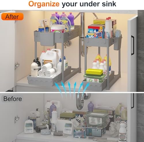 4-Pack 2-Tier Under Sink Organizer with Pull Out Drawers