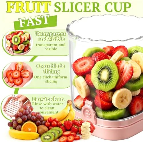 Hendiy Strawberry Slicer with Stainless Steel Blades | Egg & Fruit Slicer Cup for Banana, Cucumber, Mushroom | ABS Detachable Kitchen Gadget - Precision Berry Cutter Tool (1-Pack) - Image 2