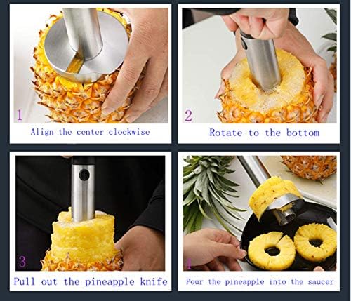 Pineapple Corer, Stainless Steel Fruit Slicer Set -Pineapple Corer and Slicer, Watermelon Slicer Cutter,Melon Baller Scoop 5 pack fruit fork - Creative Kitchen Slicing Kit