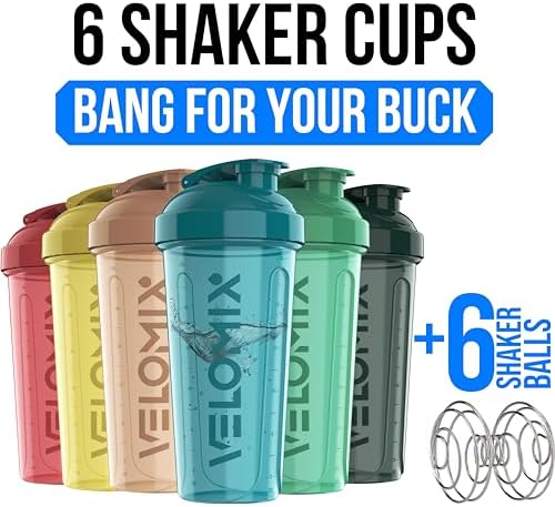 VELOMIX 6 Pack 28oz Protein Shaker Bottle for Protein Mixes, Hawai Shadows - Image 2