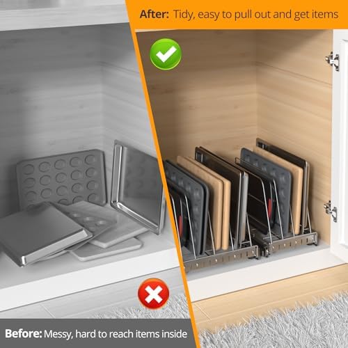 Pull Out Cabinet Organizer for Cutting Board, Cookie Sheet, Baking Sheet