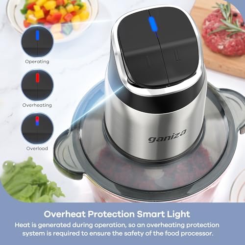 Food Processor with Dual Bowls, 2-Speed Food Chopper & Meat Grinder