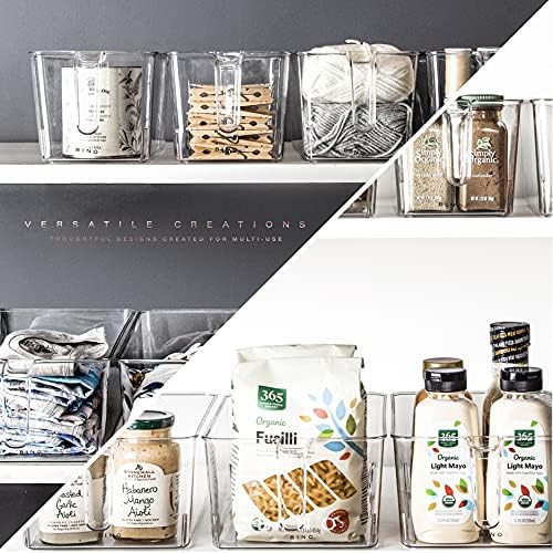 L Plastic Storage Bins l THE HOLDER COLLECTION l 2-Pack, Medium Multi-Use Clear Containers for Organizing with Built-in Handles l Pantry Organization & Storage l Kitchen Organizer l Storage Bins