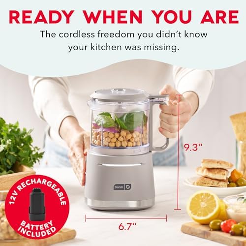 Dash Cordless Food Chopper, 28 oz Ingredient Bowl, French Grey - Image 2