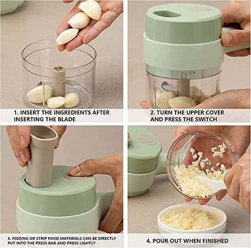【Upgrade】 4 in 1 Handheld Electric Vegetable Cutter Set, Big Power Electric Vegetable Chopper, Mini Wireless Chopper Vegetable Slicer and Dicer Hand Held Food Processor for Kitchen Garlic Pepper Onion - Image 3