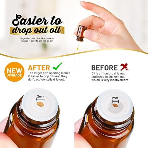 Teenitor 100Packs Essential Oil Bottles, Amber Glass Bottle, Essential Oil Bottle 2Ml Bottles, Small Oil Vial Sample Bottles 2ML 0.068OZ - Image 3