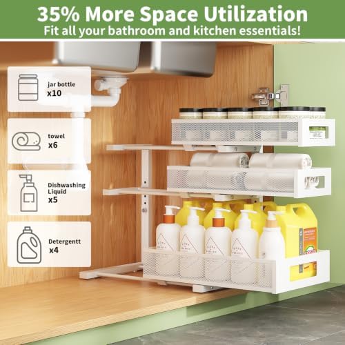 Under Sink Organizer,3-Tier Heavy Duty Pull out Cabinet Organizer Shelf