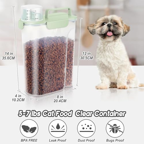 5-7Lbs Airtight Dog Cat Pet Food Storage Container-Light Green