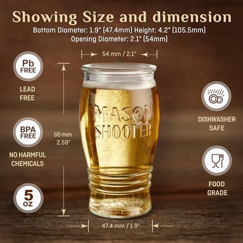 5 oz Mason Jar Pilsner Beer Glasses (6 Pack) Flight Glass Set, Beer Tasting