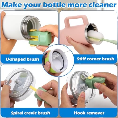 Palksky 5 in 1 Water Bottle Cleaning Brush Set, Multifunctiona Brush and Straw Cleaner for Owala/Stanley/Hydro/Yeti/Simple Modern Cup Accessories - Image 3