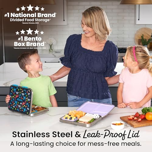 Kids Prints Stainless Steel Leak-Resistant 3-Compartment Lunch Box