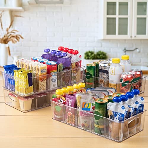 Pantry Storage Bins with Removable Dividers, XL, 4 Pack