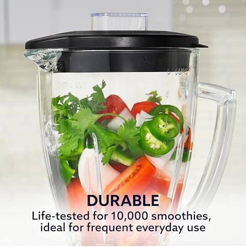 Pro 1200 Smoothie Blender with Glass Jar & 24oz To-Go Cup, Countertop Kitchen Blender with 7 Speeds, 1200W Power, Brushed Nickel