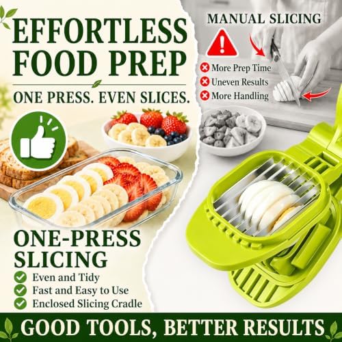 Egg Slicer for Hard Boiled Eggs with Stainless Steel Blade