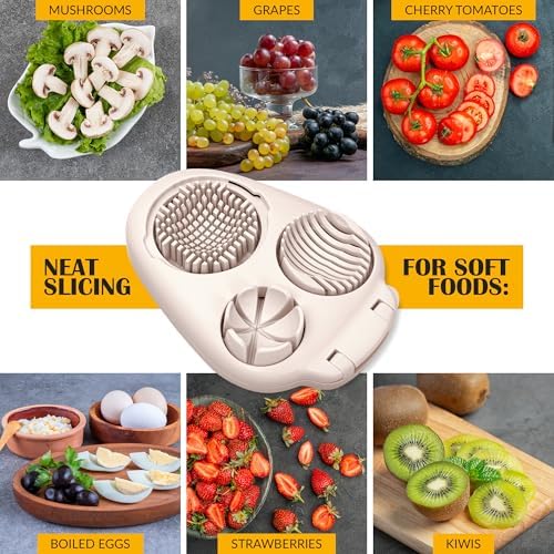Egg Slicer for Hard Boiled Eggs - 3 Slice Modes Egg Cutter, Dicer, Chopper