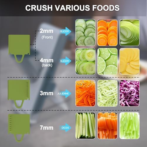 Mandoline Slicer Safe Multifunctional Dicer Adjustable Commercial Slicer Machine Stainless Steel Chopper (Deep Light Green) - Image 3