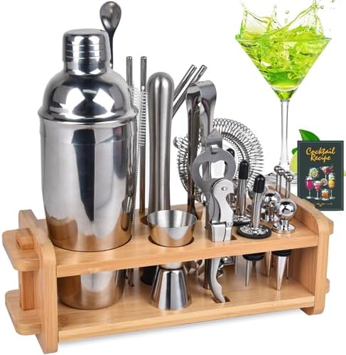 30pcs Mixology Bartender Kit with Stand, 25oz Bar Set Cocktail Shaker Set, Professional Bartending Kit Home Bar Tools Set Bar Accessories