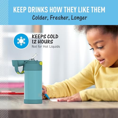 FUNTAINER Water Bottle with Straw, 12oz, Blue/Green