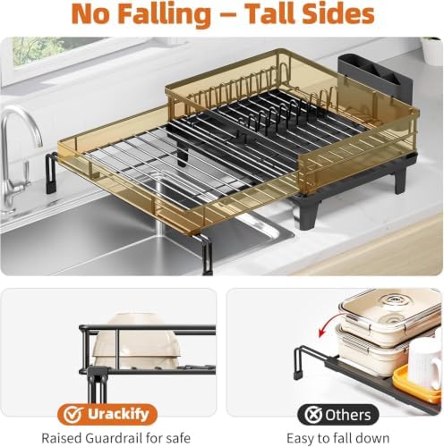Expandable Sink Dish Drying Rack for Kitchen Counter, 1-Tier Black