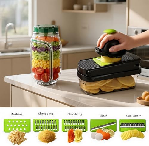 Vegetable Chopper with Container & Side-Opening Salad Jar,Kitchen Prep Tool - Image 3