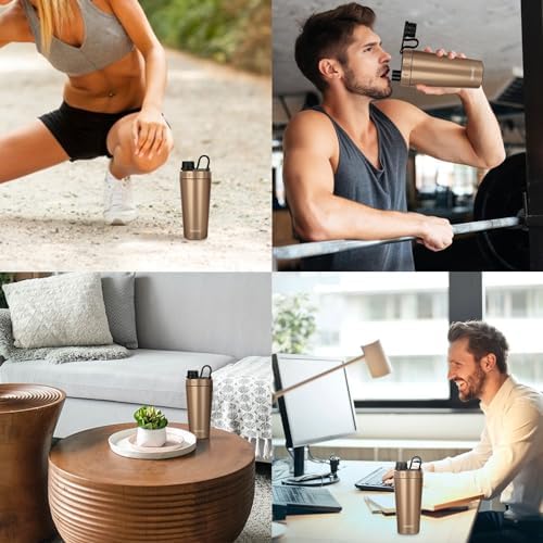 TOOFEEL Insulated Protein Shaker Bottle - 20 oz Stainless Steel Shaker Cups for Protein Shakes, Stays Cold/Hot, Double Walled Vacuum Metal Protein Shaker, BPA Free Leakproof Gym Shaker Bottle - Image 6