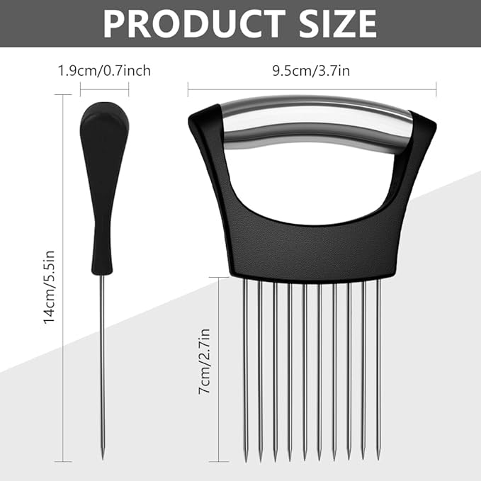 Onion Holder for Slicing, Stainless Steel Vegetable Slicer Cutter, Multifunctional Onion Slicing Tool for Tomato, Potato, Lemon, Meat, Easy Home Kitchen Chopper Assistant (2 Pack)