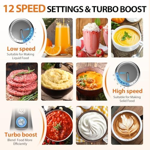 KOIOS Immersion Blender, 1000W Anti-scratch 3-in-1 Hand Blender, Upgraded 12 Speed Stainless Steel Blade Stick Blenders with Turbo Mode, Whisk and Milk Frother, Non-BPA - Image 5