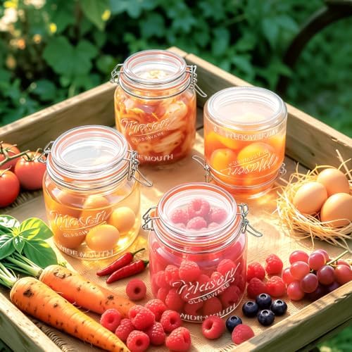 64 oz Mason Jars with Lids, 2 Pack Half Gallon Glass Jars