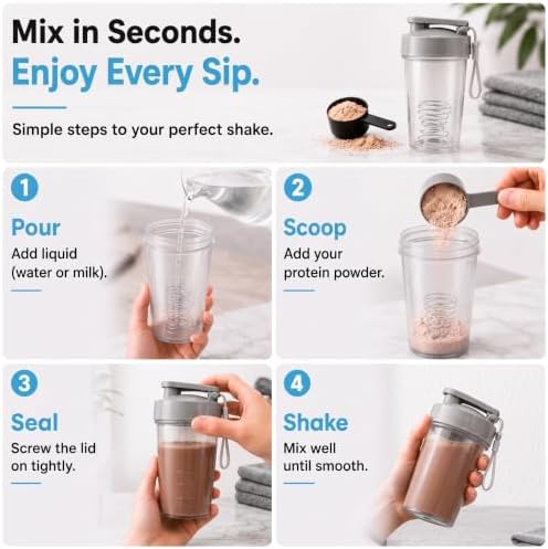 Travel-Friendly Small Shaker Bottle for Protein Shakes, Supplements: 2-Pack - Image 7