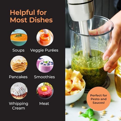 Mueller Immersion Blender Handheld - 8 Speed Stainless Steel Electric Hand Blender, Emulsion Blender Stick Kitchen Gadget with Turbo Mode - Image 7