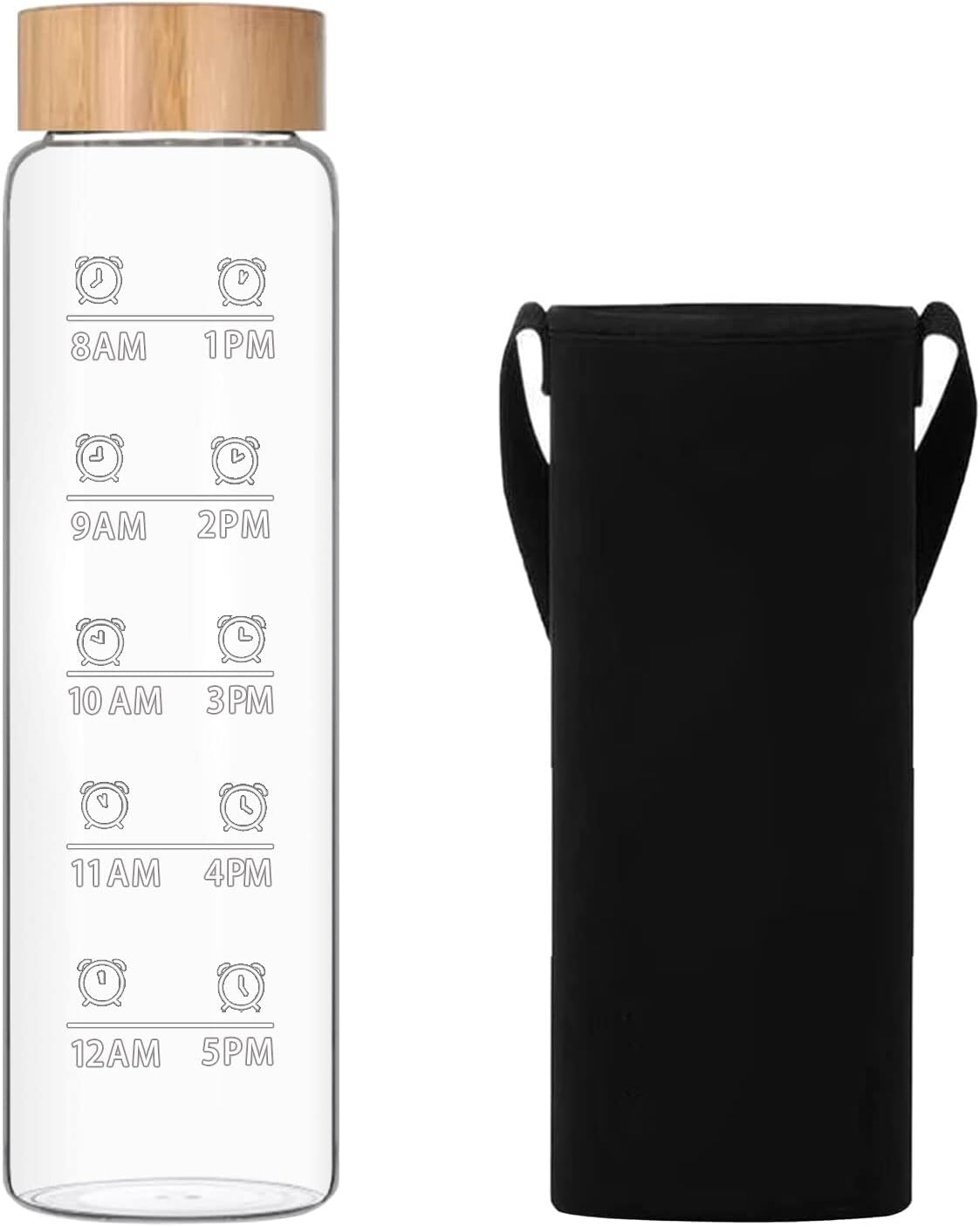 32 oz Glass Water Bottles, 1 L Drinking Bottle With Bamboo Lid