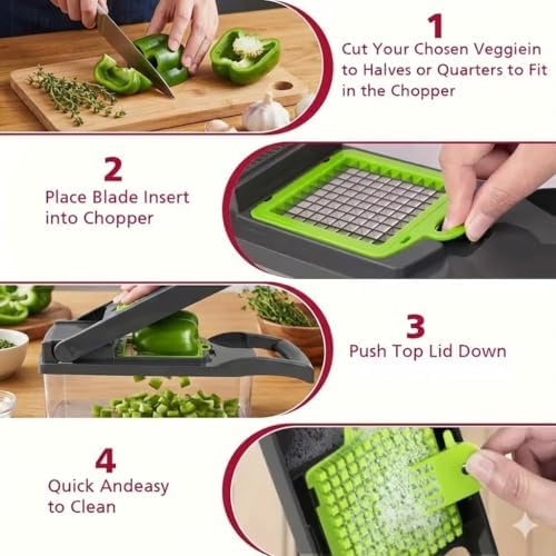 Vegetable Chopper, 16-in-1 Onion Chopper with Container, Food Chopper Dicer and Mandoline Slicer for Meal Prep, All in One Spiralizer Grater Cutter Kitchen Gadgets Set - Image 2
