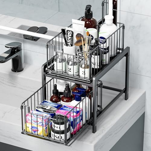 2-Tier Pull Out Cabinet Organizer, Slide Out Under Sink Organizer